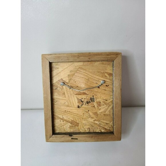 VINTAGE Ceramic Wall Cross Wall Plaque Tile Back Rustic Wood Frame Wall Hanging - Picture 4 of 8